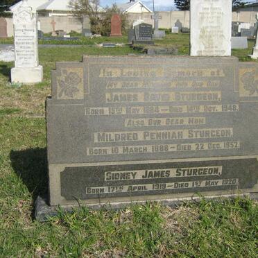 STURGEON James David 1884-1948 &amp; Mildred Penniah 1888-1952 ::  STURGEON Sidney James 1919-1920