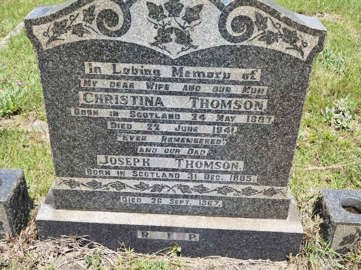THOMSON Joseph 1885-1967 &amp; Christina 1897-1941