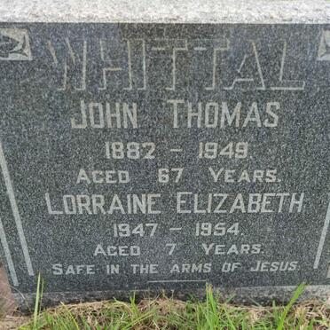 WHITTAL John Thomas 1882-1949 :: WHITTAL Lorraine Elizabeth 1947-1954