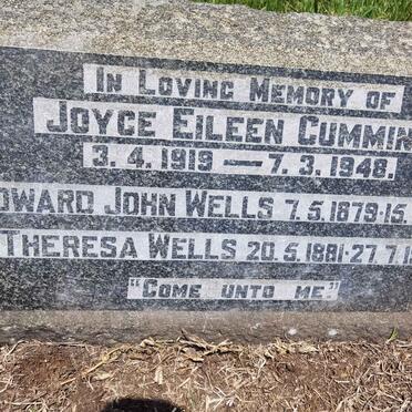 WELLS Edward John 1879-1956 &amp; Theresa 1881-1975 :: CUMMING Joyce Eileen 1919-1948