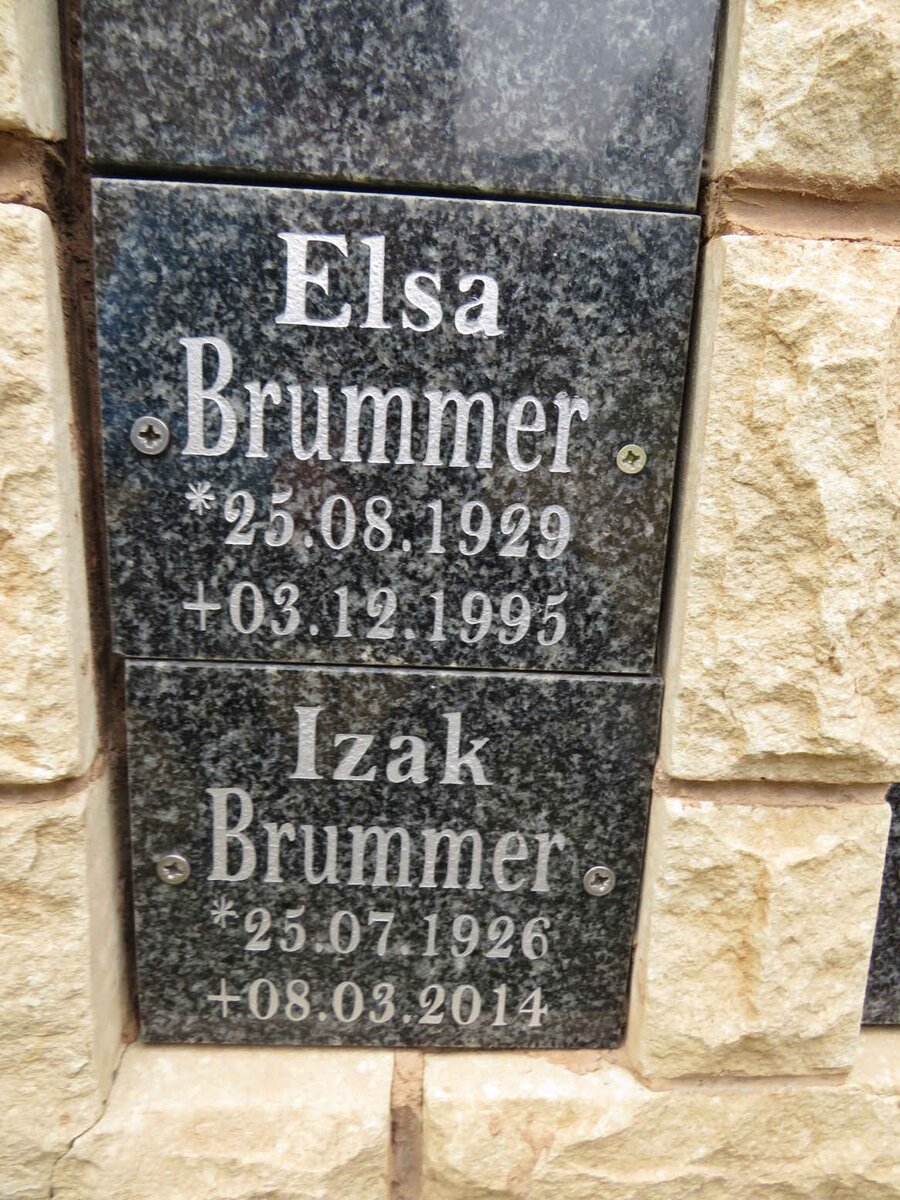 BRUMMER Izak 1926-2014 & Elsa 1929-1995