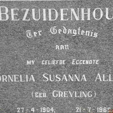 BEZUIDENHOUT Cornelia Susanna Alletta nee GREYLING 1904-1969