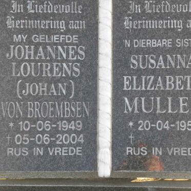 BROEMBSEN Johannes Lourens, von 1949-2004 &amp; Susanna Elizabeth MULLER 1954-
