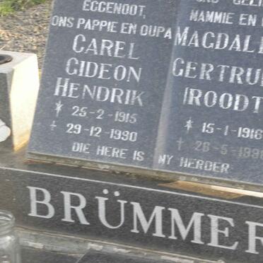 BRUMMER Carel Gideon Hendrik 1915-1990 &amp; Magdalena Gertruida ROODT 1916-1998