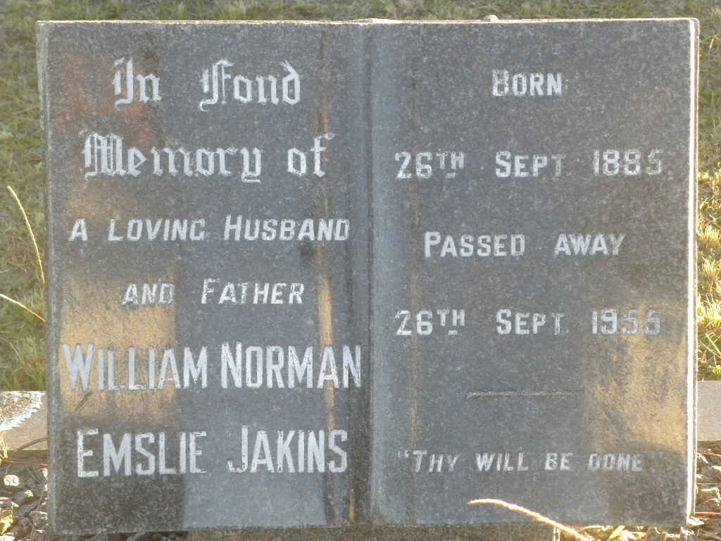 JAKINS William Norman Emslie 1885-1955