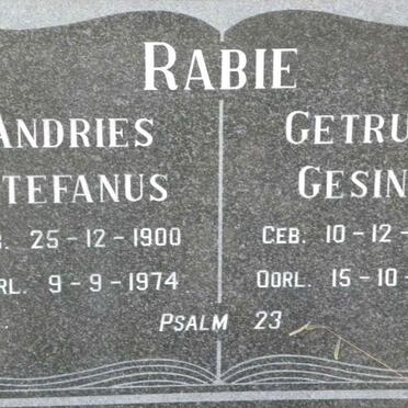 RABIE Andries Stefanus 1900-1974 &amp; Gertruida Gesina 1903-1983