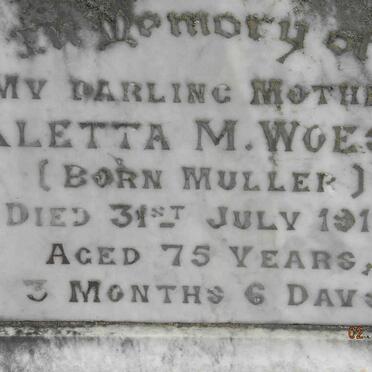 WOEST Aletta M. nee MULLER -1919