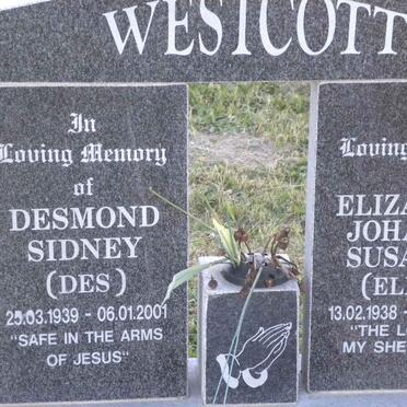 WESTCOTT Desmond Sidney 1939-2001 &amp; Elizabeth Johanna Susanna 1938-2008