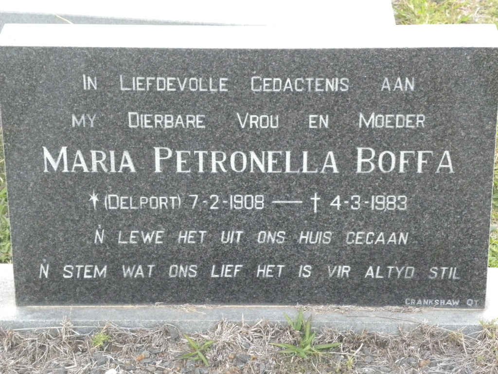 BOFFA Maria Petronella nee DELPORT 1908-1983