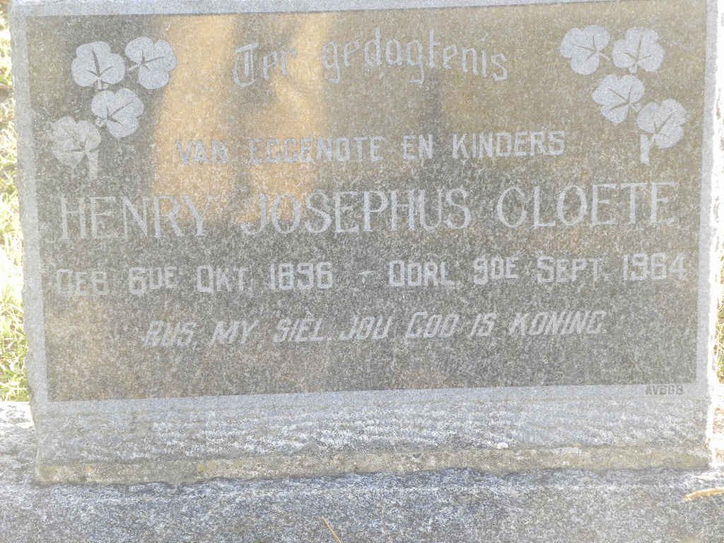 CLOETE Henry Josephus 1896-1964