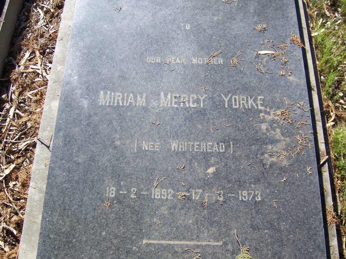 YORKE Miriam Mercy nee WHITEHEAD 1892-1973