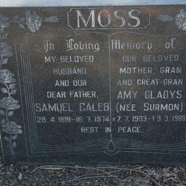 MOSS Samuel Caleb 1891-1974 &amp; Amy Gladys SURMON 1903-1988