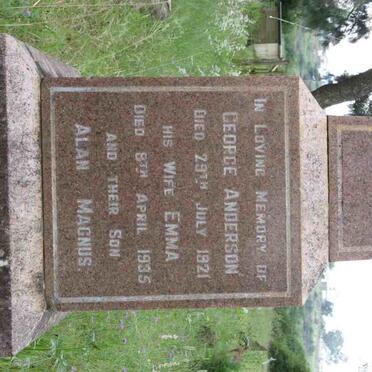 ANDERSON George -1921 &amp; Emma -1935 :: ANDERSON Alan Magnus