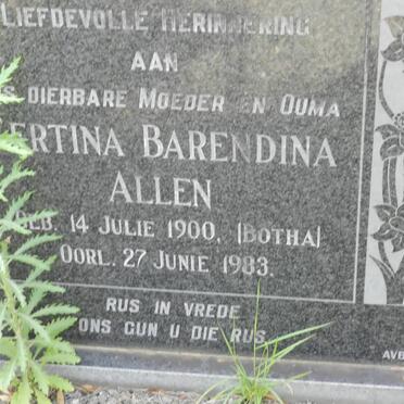 ALLEN Gertina Barendina nee BOTHA 1900-1983