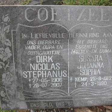 COETZEE Dirk Nicolas Stephanus 1906-2007 &amp; Susara Johanna Sophia KEMP 1912-1990