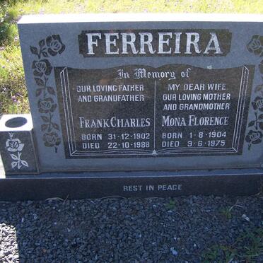 FERREIRA Frank Charles 1902-1988 &amp; Mona Florence 1904-1975