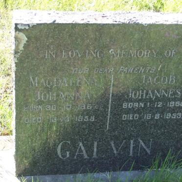 GALVIN Jacob Johannes 1868-1953 &amp; Magdalena Johanna 1867-1955