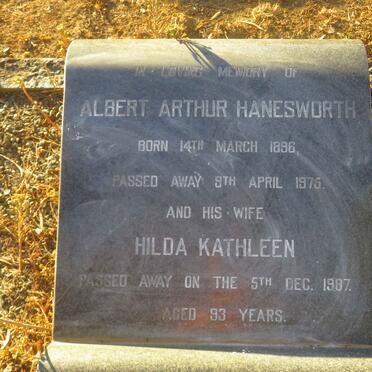 HANESWORTH Albert Arthur 1896-1975 &amp; Hilda Kathleen -1987