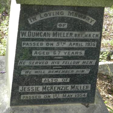 MILLER W. Duncan -1936 &amp; Jessie McKenzie -1954