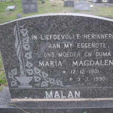 MALAN Daniel Jacobus 1901-1996 &amp; Maria Magdalena 1901-1990