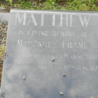 MATTHEW Margaret Frame 1895-1970