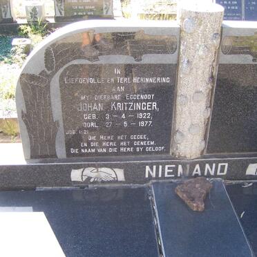 NIEMAND Johan Kritzinger 1922-1977