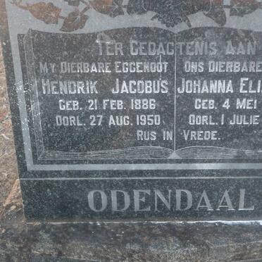 ODENDAAL Hendrik Jacobus 1886-1950 &amp; Johanna Elizabeth 1884-1956