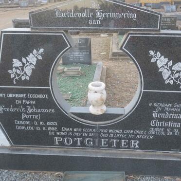 POTGIETER Frederik Johannes 1933-1992 &amp; Hendrina Christina 1938-2010
