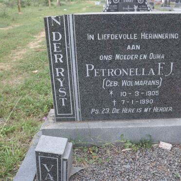 RYST Petronella F.J., van der nee WOLMARANS 1905-1990