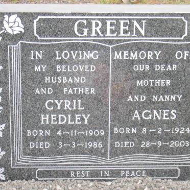 GREEN Cyril Hedley 1909-1986 &amp; Agnes 1924-2003