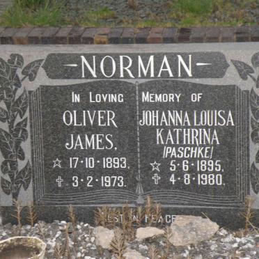 NORMAN Oliver James 1893-1973 &amp; Johanna Louisa Kathrina PASCHKE 1895-1980