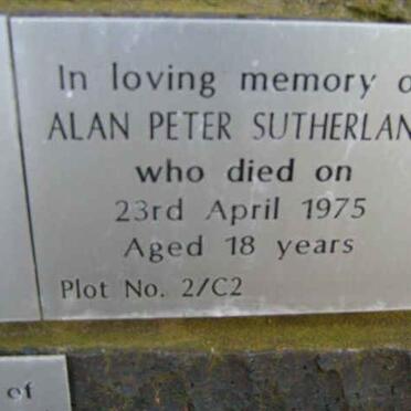 SUTHERLAND Alan Peter -1975