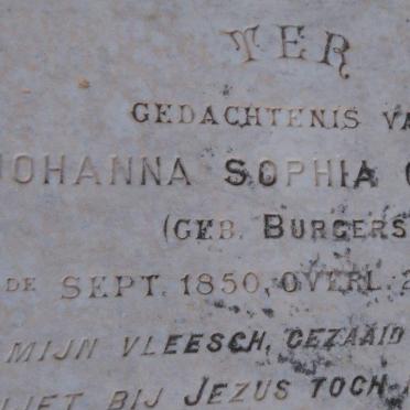 CLOETE Johanna Sophia nee BURGERS 1850-1877