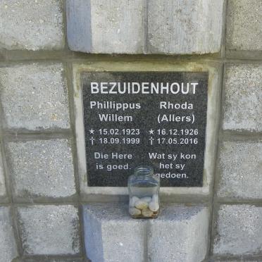 BEZUIDENHOUT Phillippus Willem 1923-1999 &amp; Rhoda ALLERS 1926-2016