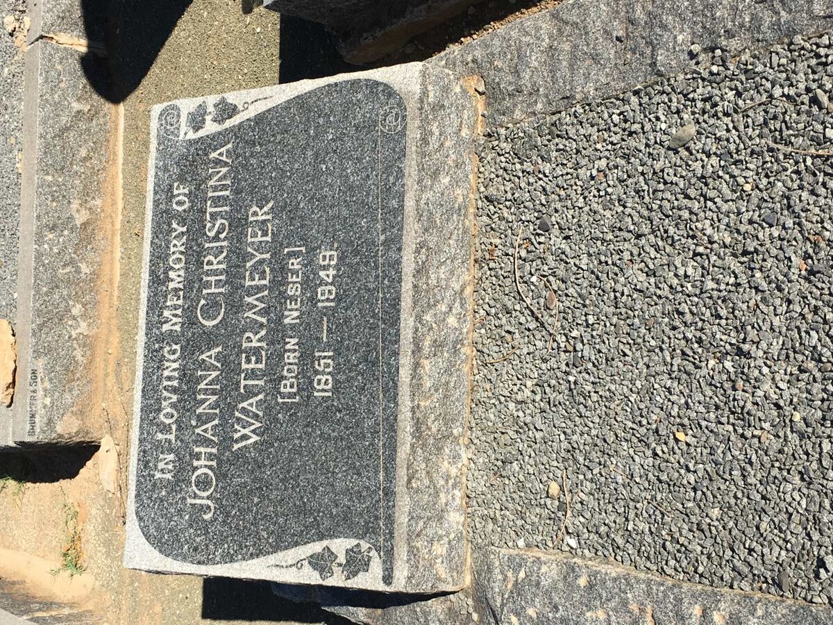 WATERMEYER Johanna Christina nee NESER 1851-1949
