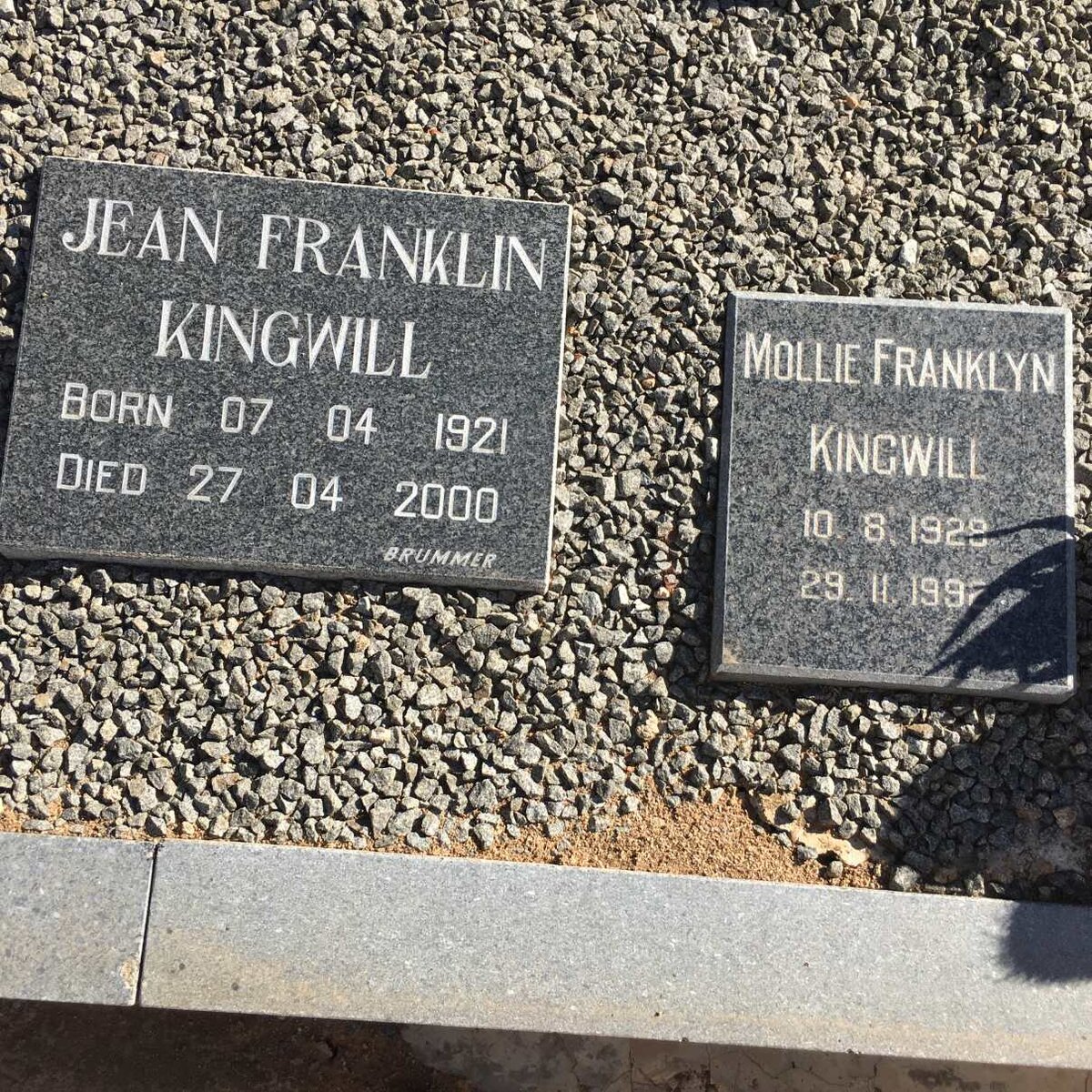 KINGWILL Jean Franklin 1921-2000 :: KINGWILL Mollie Franklyn 1928-1992