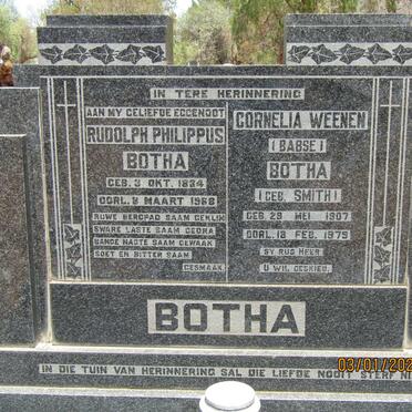 BOTHA Rudolph Philippus 1884-1968 &amp; Cornelia Weenen SMITH 1907-1979