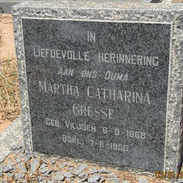 GRESSE Martha Catharina nee VILJOEN 1868-1956
