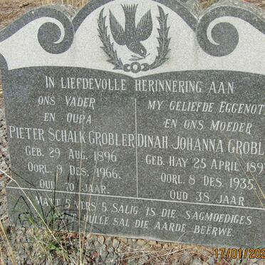 GROBLER Pieter Schalk 1896-1966 &amp; Dinah Johanna HAY 1897 -1935