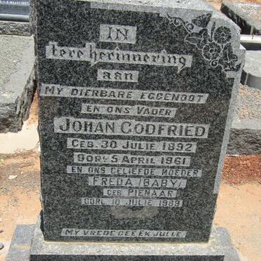 HEUNIS Johan Godfried 1892-1961 &amp; Freda PIENAAR -1989