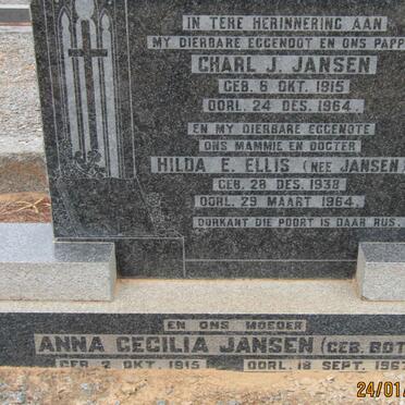 JANSEN Charl J. 1915-1964 &amp; Anna Cecilia BOTES 1915-1967 :: ELLIS Hilda E. nee JANSEN 1938-1964