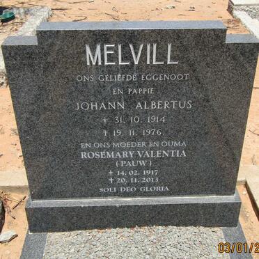 MELVILL Johann  Albertus 1914-1976 &amp; Rosemary Valentia PAUW 1917-2013
