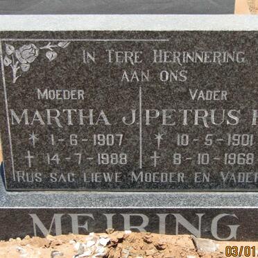 MEIRING Petrus H. 1901-1968 &amp; Martha J. 1907-1988
