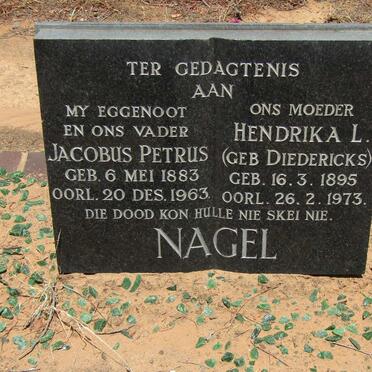 NAGEL Jacobus Petrus 1883-1963 &amp; Hendrika L. DIEDERICKS 1895-1973