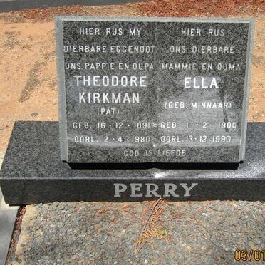 PERRY Theodore Kirkman 1891-1980 &amp; Ella MINNAAR 1900-1990