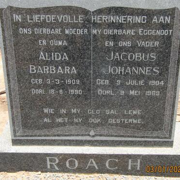ROACH Jacobus Johannes 1904-1969 &amp; Alida Barbara 1909-1990