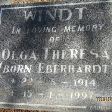 WINDT Olga Theresa nee EBERHARDT 1914-1997