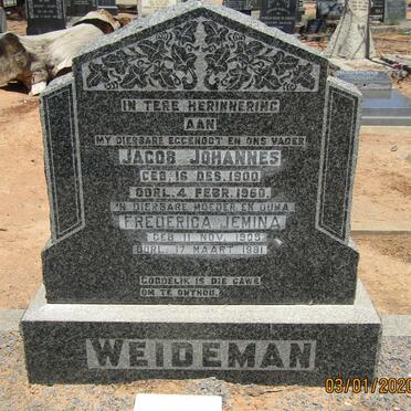 WEIDEMAN Jacob Johannes 1900-1960 &amp; Frederica Jemina 1905-1981