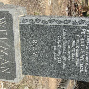 WELMAN Petrus J. -1935 &amp;  Anna Sophia -1953