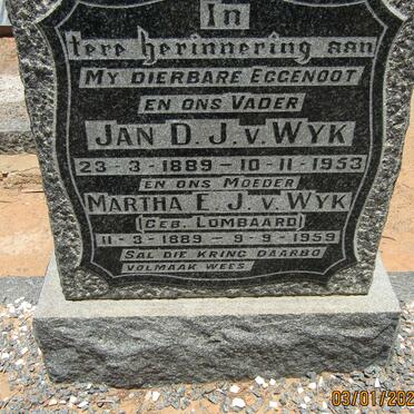 WYK Jan D.J., van 1889-1953 &amp; Martha E.J. LOMBAARD 1889-1959